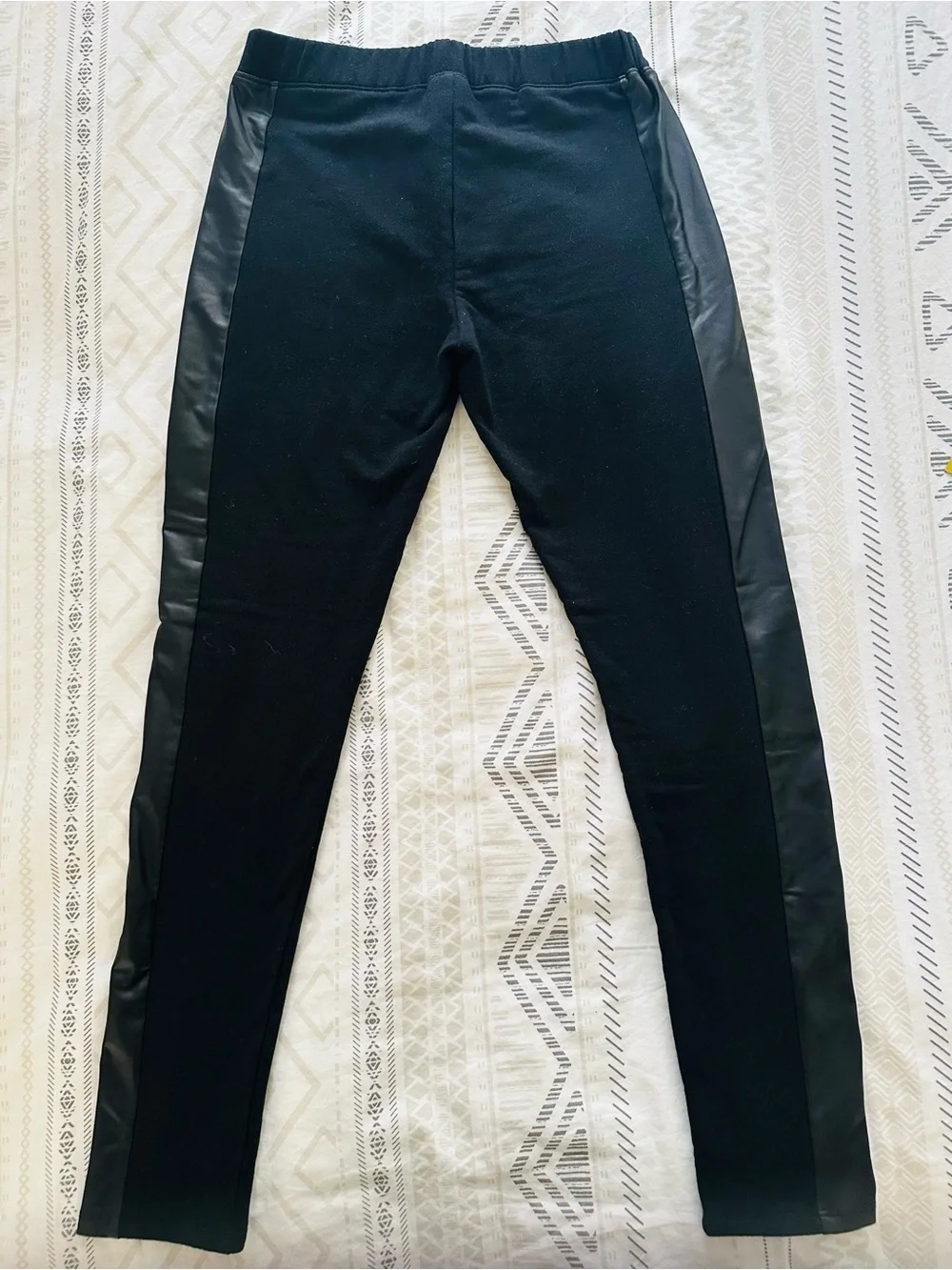 Children’s Place Black Faux Leather-Trim Leggings